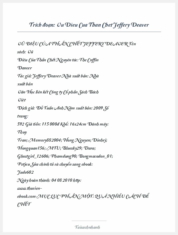 Trích đoạn Vu Dieu Cua Than Chet Jeffery Deaver