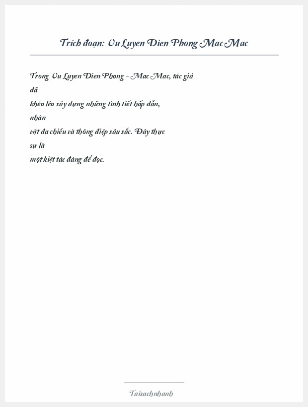 Trích đoạn Vu Luyen Dien Phong Mac Mac