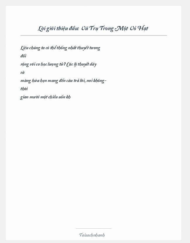 Trích đoạn Vũ Trụ Trong Một Vỏ Hạt