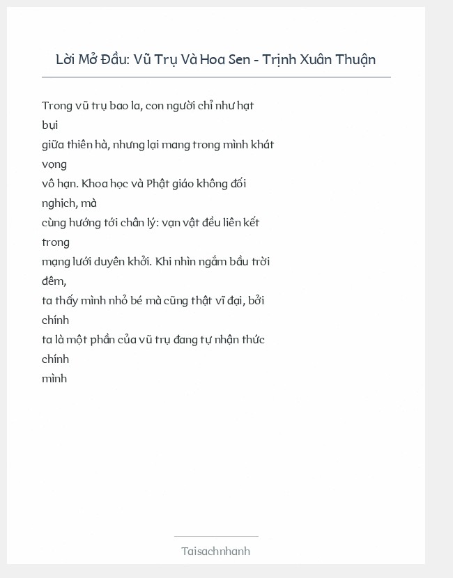 Trích đoạn Vũ Trụ Và Hoa Sen - Trịnh Xuân Thuận