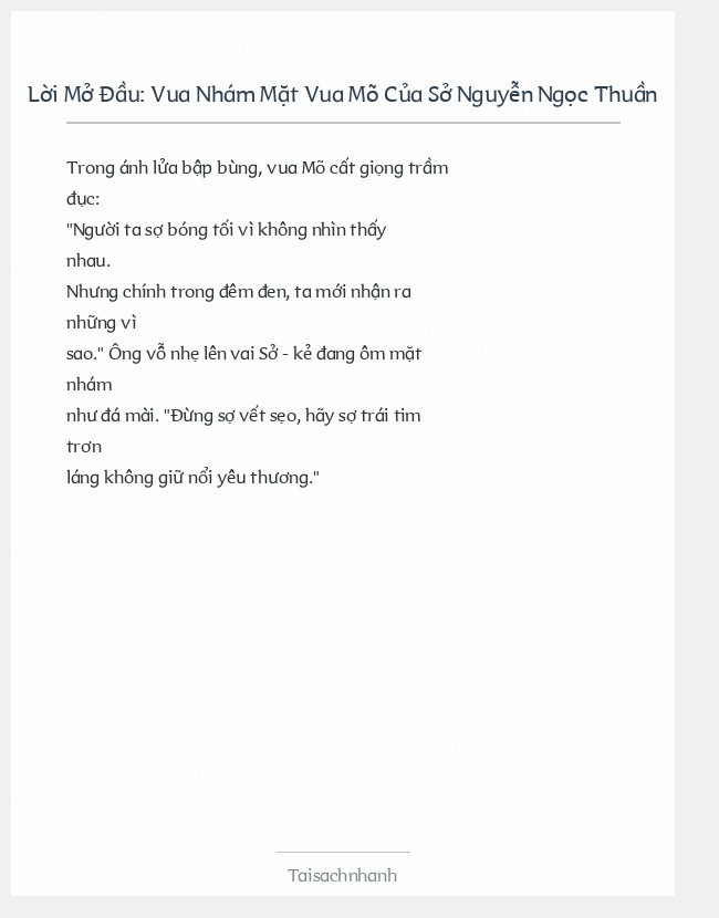 Trích đoạn Vua Nhám Mặt Vua Mõ Của Sở Nguyễn Ngọc Thuần