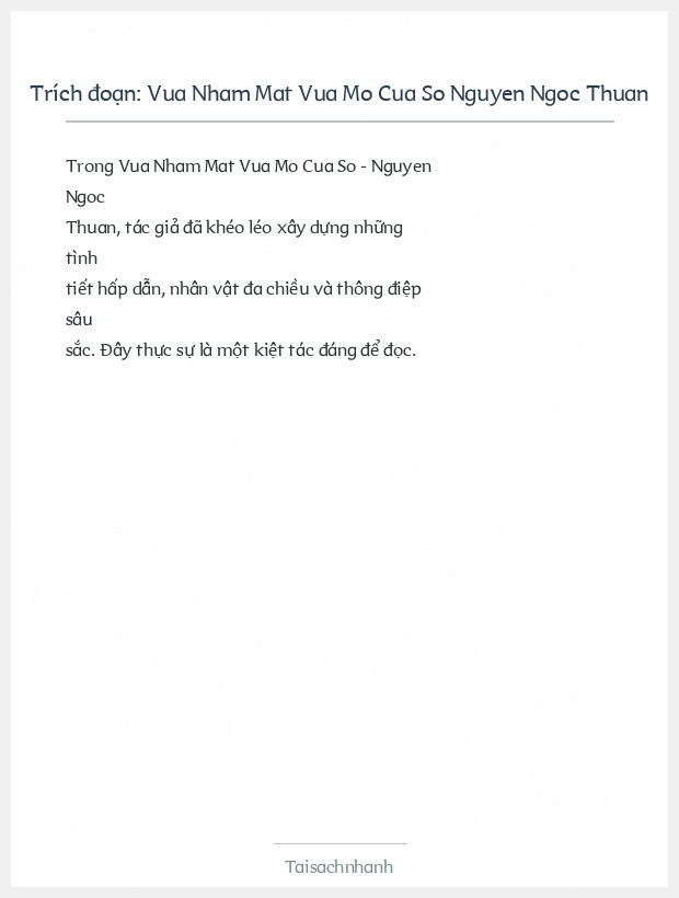 Trích đoạn Vua Nham Mat Vua Mo Cua So Nguyen Ngoc Thuan