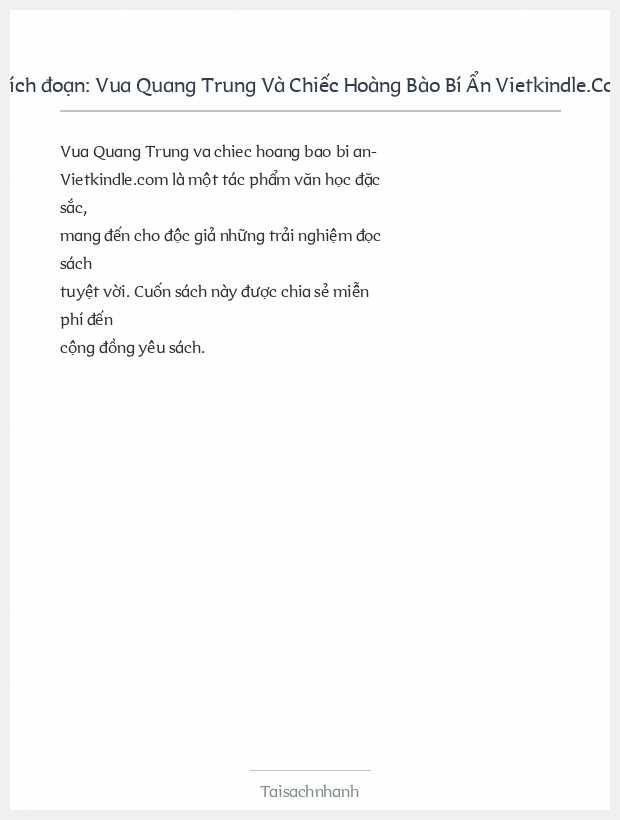 Trích đoạn Vua Quang Trung Và Chiếc Hoàng Bào Bí Ẩn Vietkindle.Com