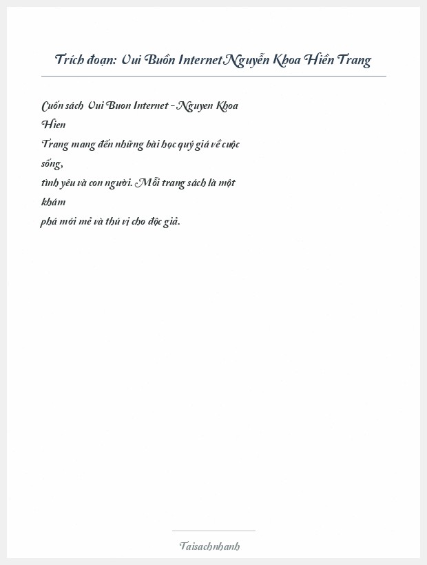 Trích đoạn Vui Buồn Internet Nguyễn Khoa Hiền Trang