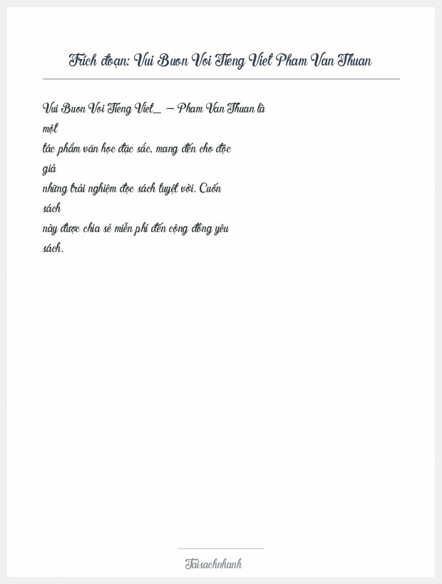 Trích đoạn Vui Buon Voi Tieng Viet Pham Van Thuan