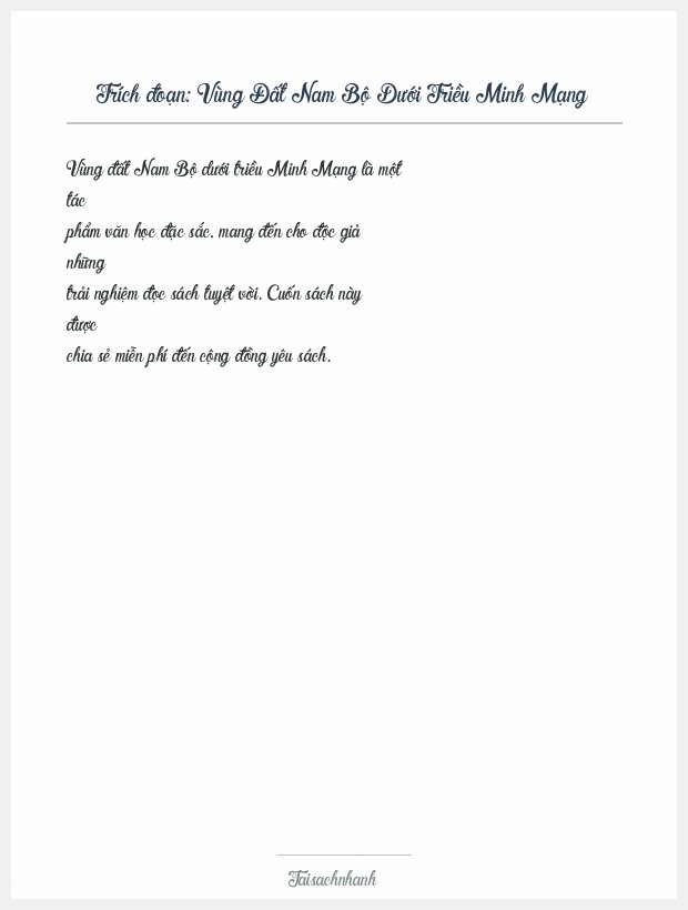 Trích đoạn Vùng Đất Nam Bộ Dưới Triều Minh Mạng
