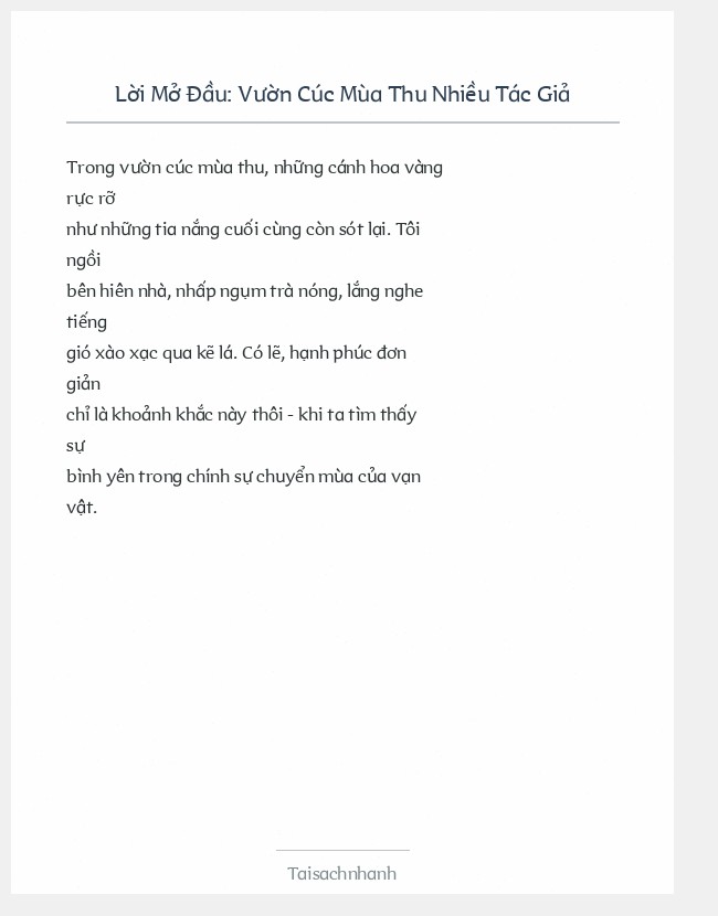 Trích đoạn Vườn Cúc Mùa Thu Nhiều Tác Giả