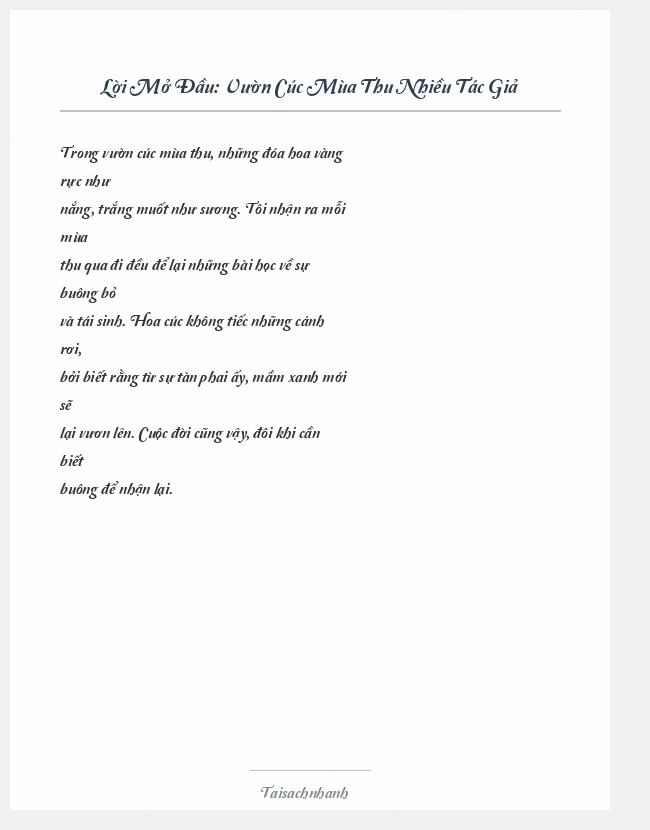 Trích đoạn Vườn Cúc Mùa Thu Nhiều Tác Giả