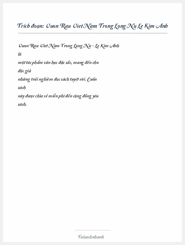 Trích đoạn Vuon Rau Viet Nam Trong Long Nu Le Kim Anh