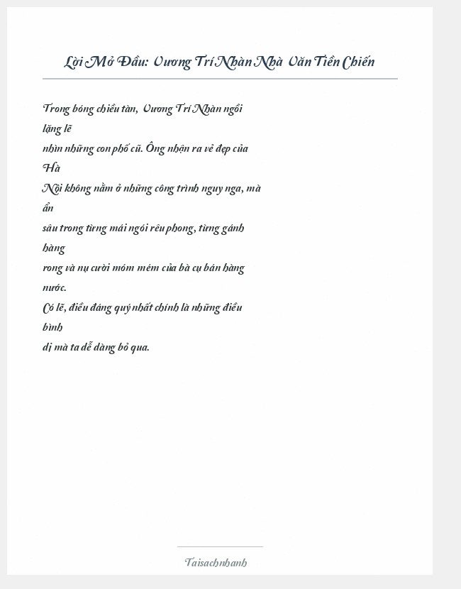 Trích đoạn Vương Trí Nhàn Nhà Văn Tiền Chiến