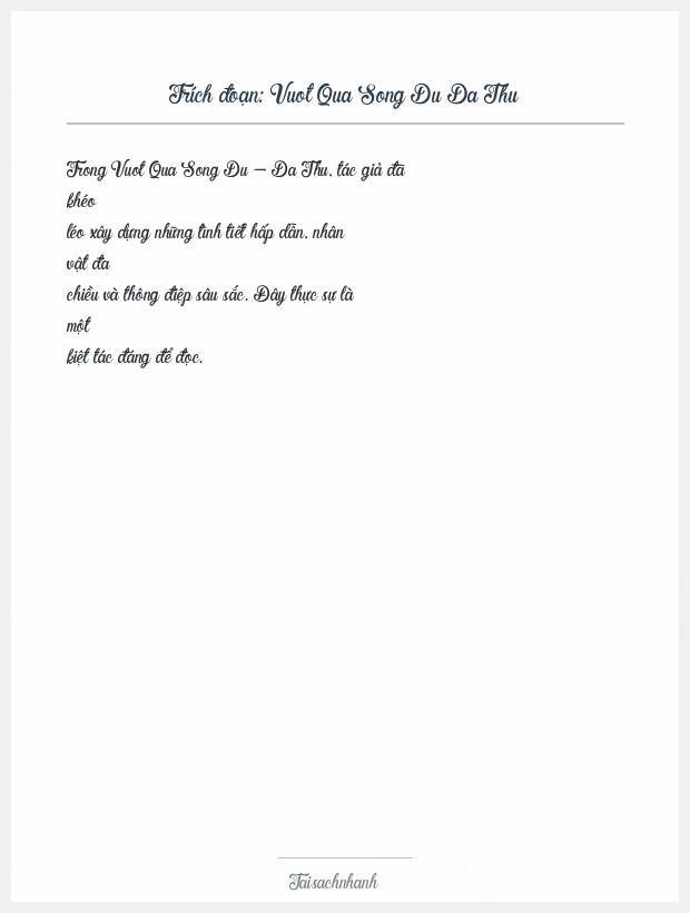 Trích đoạn Vuot Qua Song Du Da Thu
