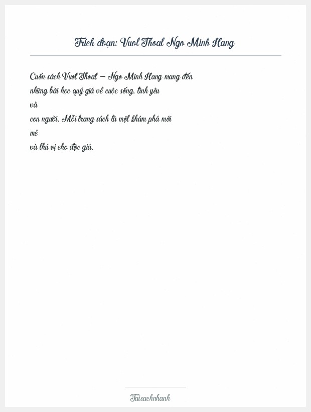Trích đoạn Vuot Thoat Ngo Minh Hang