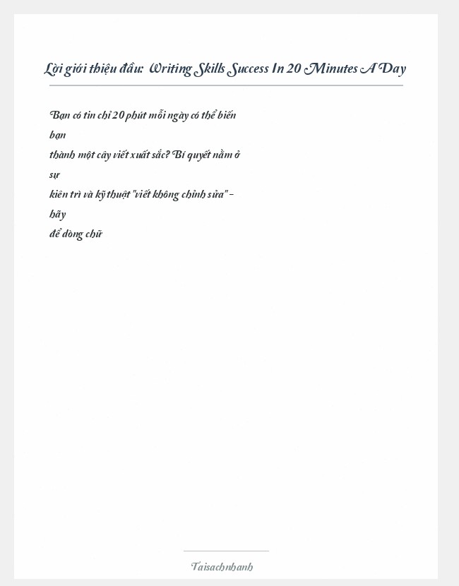 Trích đoạn Writing Skills Success In 20 Minutes A Day