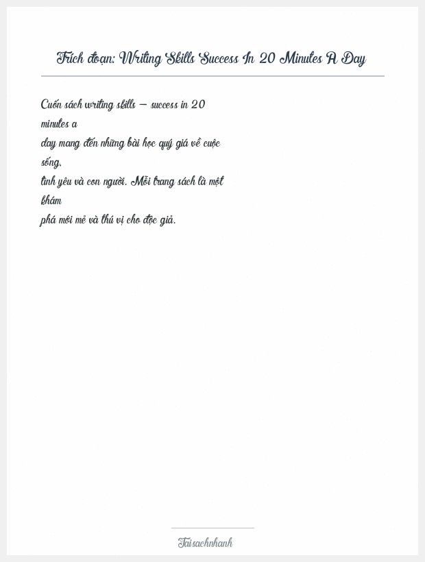 Trích đoạn Writing Skills Success In 20 Minutes A Day
