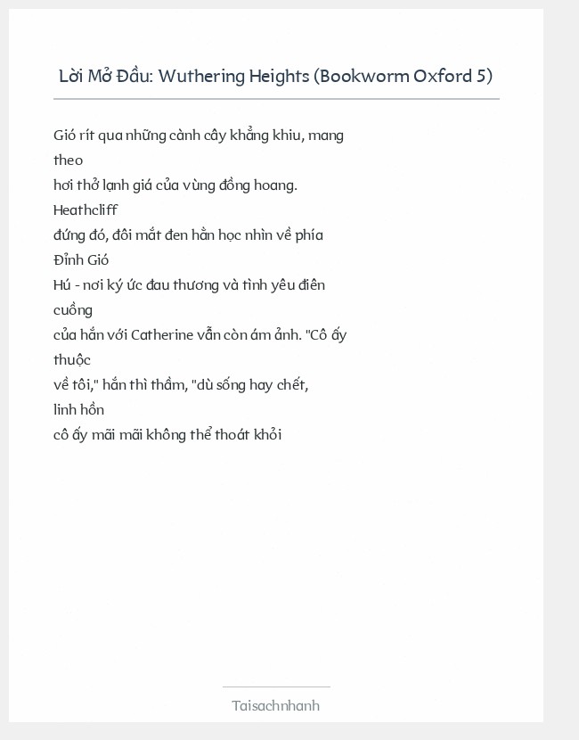 Trích đoạn Wuthering Heights (Bookworm Oxford 5)