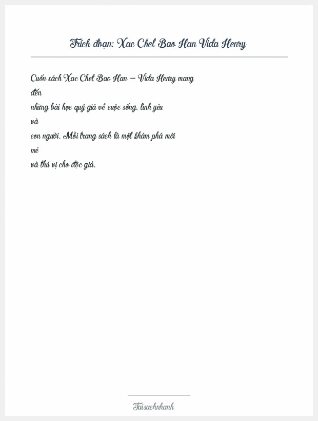 Trích đoạn Xac Chet Bao Han Vida Henry