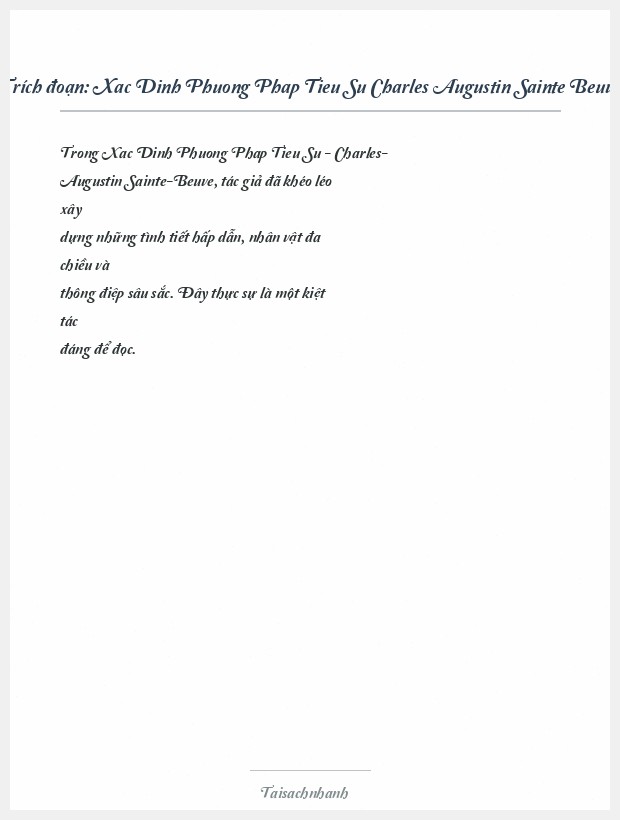 Trích đoạn Xac Dinh Phuong Phap Tieu Su Charles Augustin Sainte Beuve