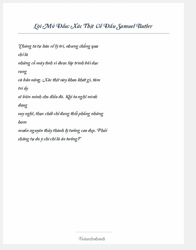 Trích đoạn Xác Thịt Về Đấu Samuel Butler