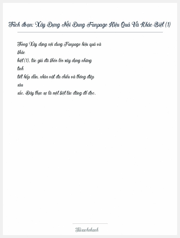 Trích đoạn Xây Dựng Nội Dung Fanpage Hiệu Quả Và Khác Biệt (1)