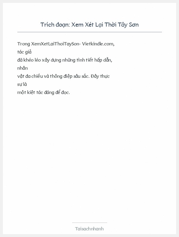 Trích đoạn Xem Xét Lại Thời Tây Sơn