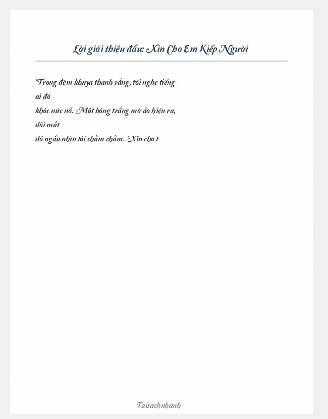 Trích đoạn Xin Cho Em Kiếp Người