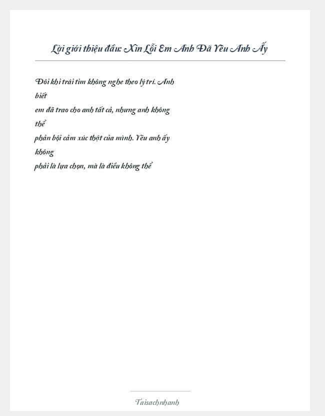 Trích đoạn Xin Lỗi Em Anh Đã Yêu Anh Ấy