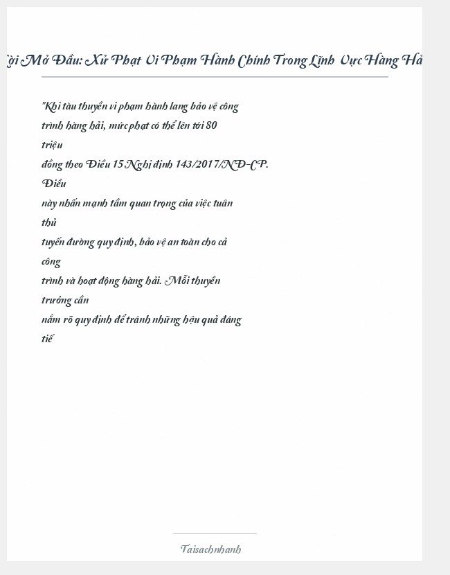 Trích đoạn Xử Phạt Vi Phạm Hành Chính Trong Lĩnh Vực Hàng Hải
