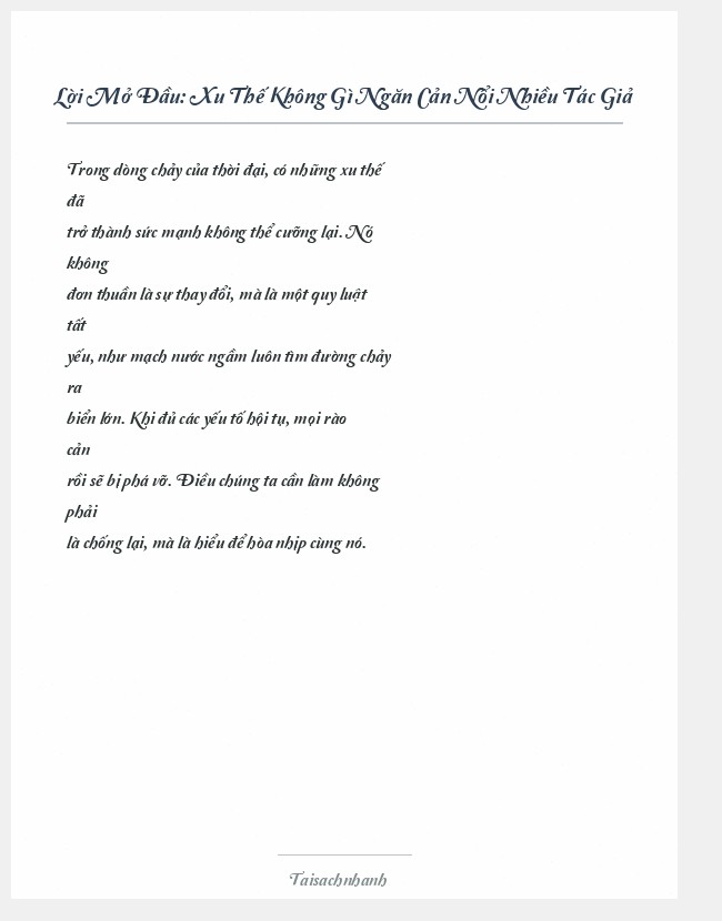 Trích đoạn Xu Thế Không Gì Ngăn Cản Nổi Nhiều Tác Giả