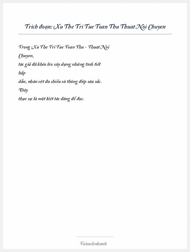 Trích đoạn Xu The Tri Tue Toan Thu Thuat Noi Chuyen