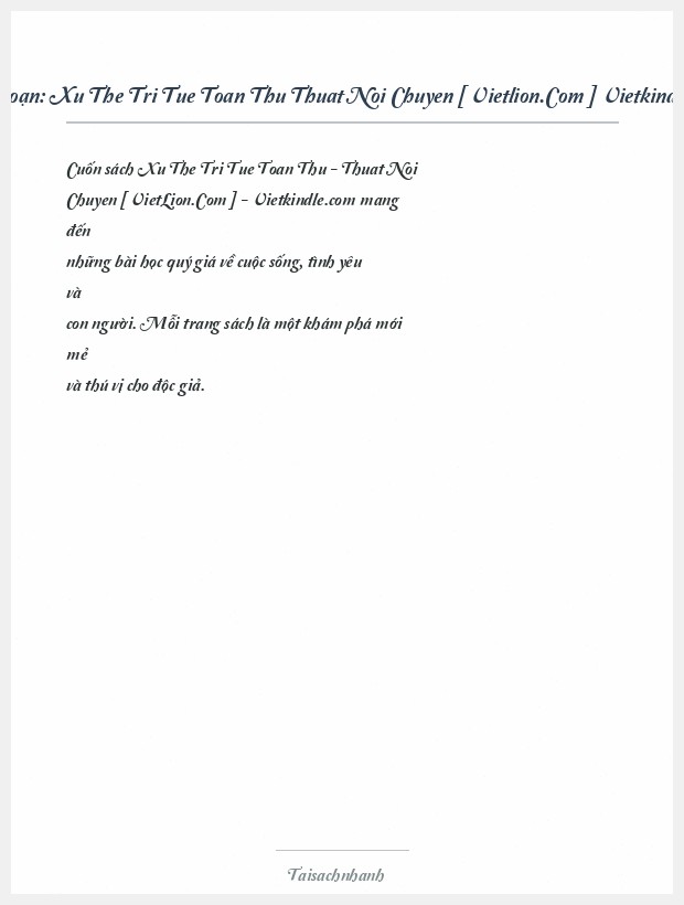 Trích đoạn Xu The Tri Tue Toan Thu Thuat Noi Chuyen [ Vietlion.Com ] Vietkindle.Com