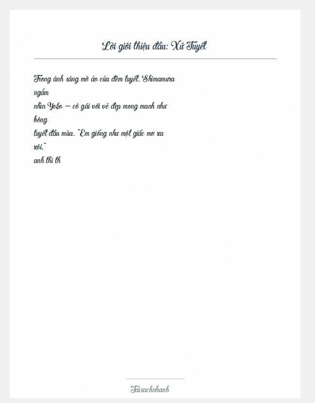 Trích đoạn Xứ Tuyết