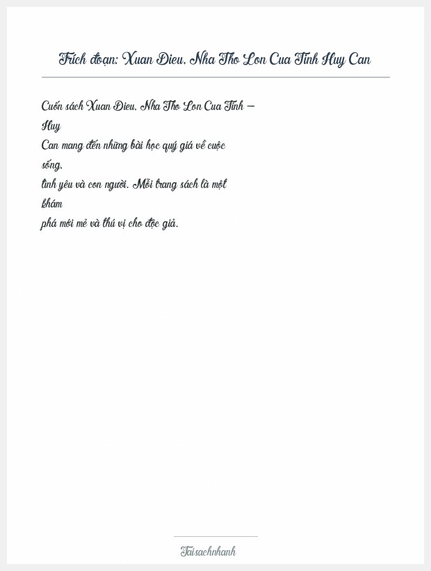 Trích đoạn Xuan Dieu, Nha Tho Lon Cua Tinh Huy Can