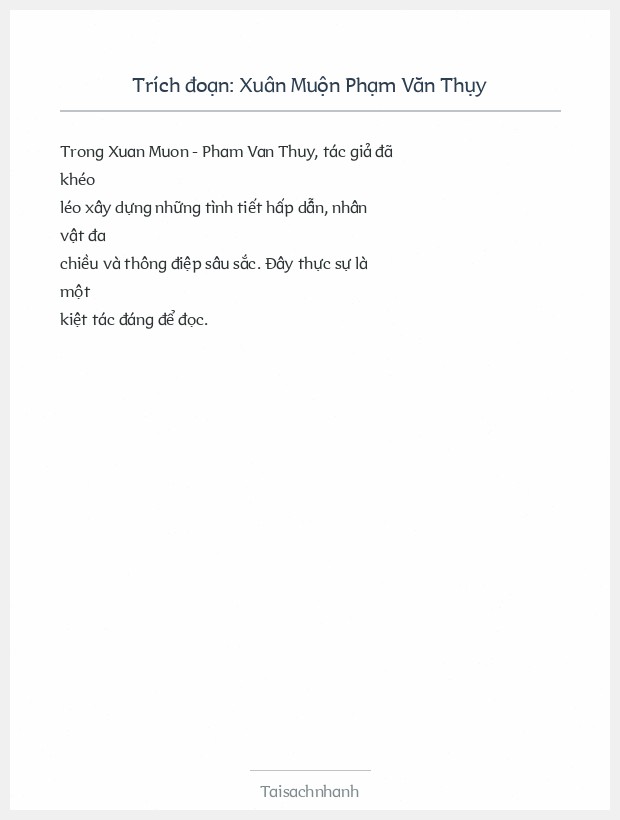 Trích đoạn Xuân Muộn Phạm Văn Thụy