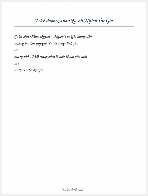 Trích đoạn Xuan Quynh Nhieu Tac Gia