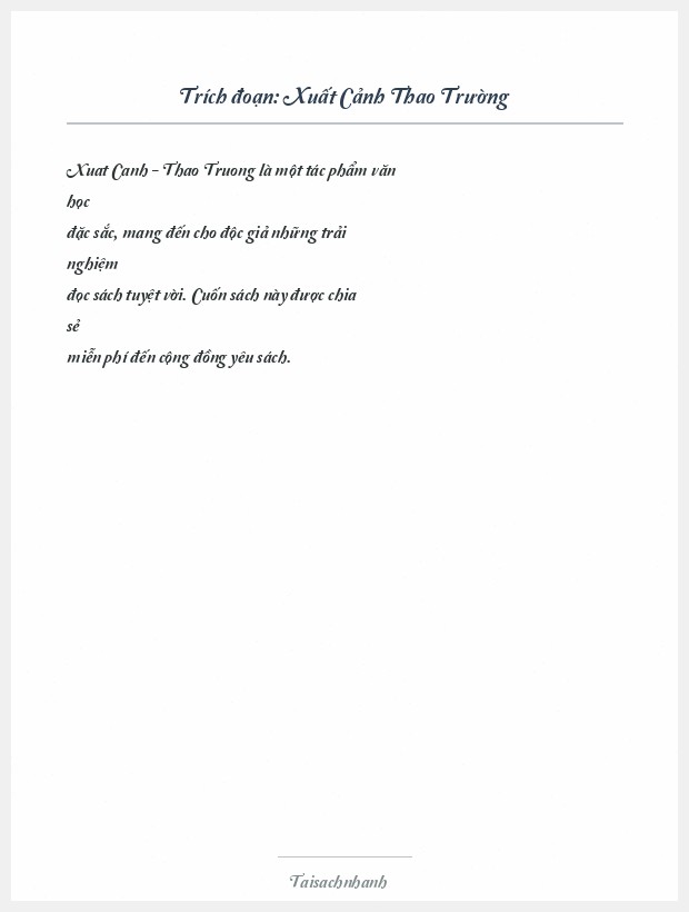 Trích đoạn Xuất Cảnh Thao Trường