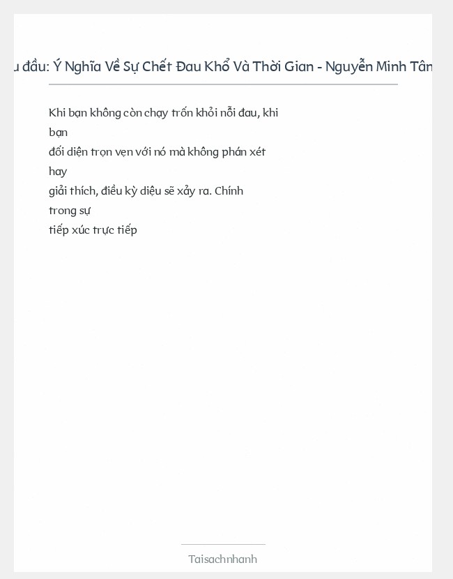 Trích đoạn Ý Nghĩa Về Sự Chết Đau Khổ Và Thời Gian - Nguyễn Minh Tâm Và Đào Hữ