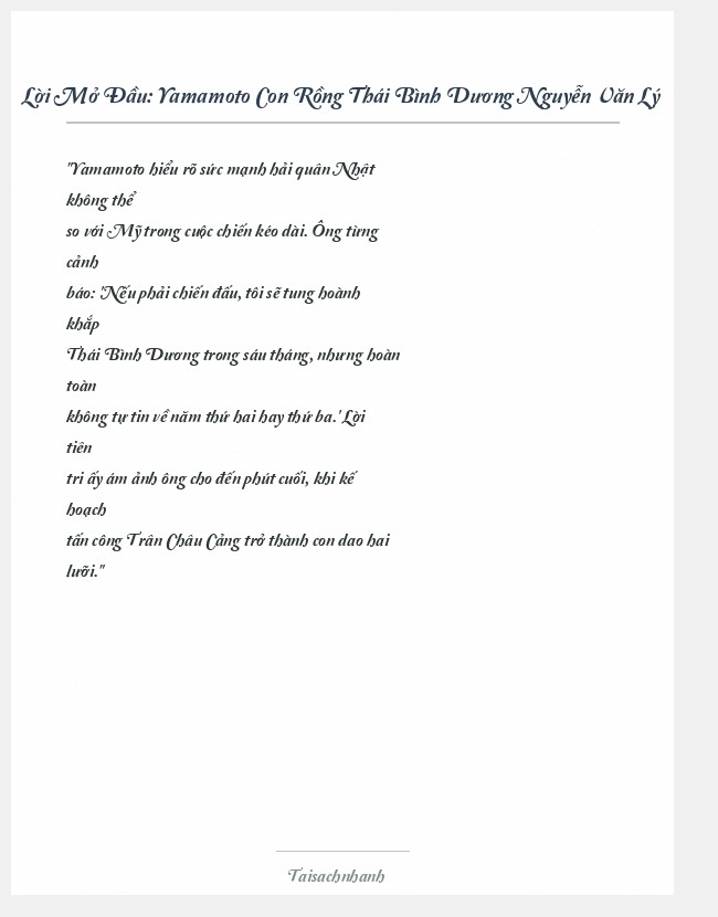 Trích đoạn Yamamoto Con Rồng Thái Bình Dương Nguyễn Văn Lý