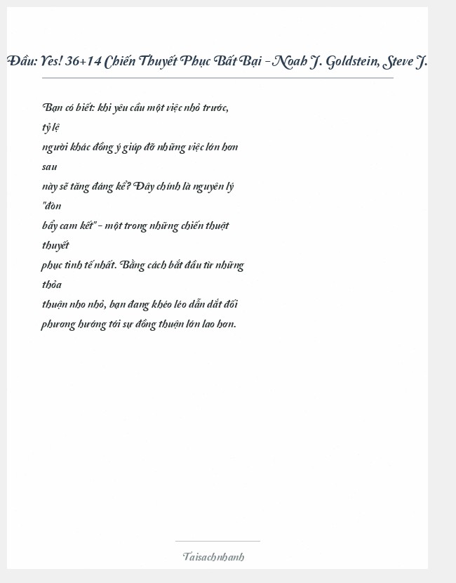 Trích đoạn Yes! 36+14 Chiến Thuyết Phục Bất Bại - Noah J. Goldstein, Steve J. Martin