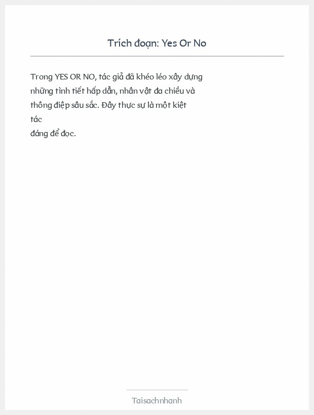 Trích đoạn Yes Or No