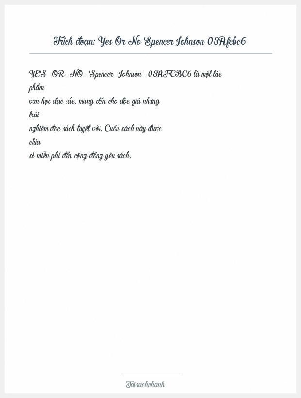 Trích đoạn Yes Or No Spencer Johnson 03Afcbc6