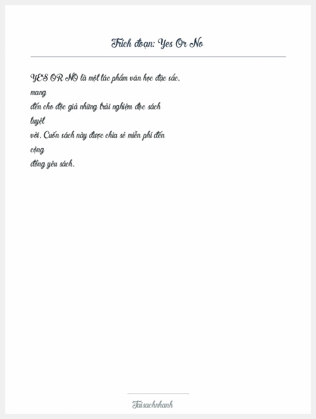 Trích đoạn Yes Or No