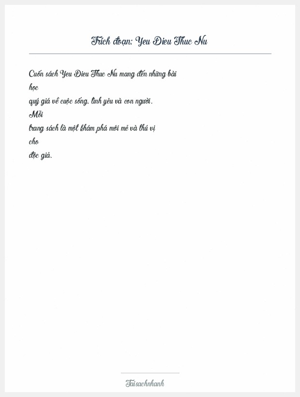Trích đoạn Yeu Dieu Thuc Nu