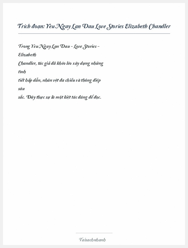 Trích đoạn Yeu Ngay Lan Dau Love Stories Elizabeth Chandler