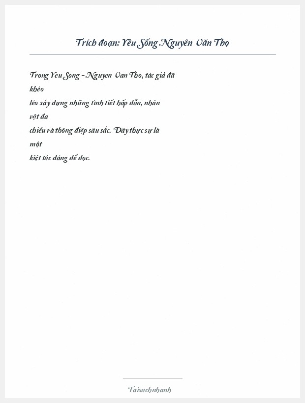 Trích đoạn Yêu Sống Nguyên Văn Thọ