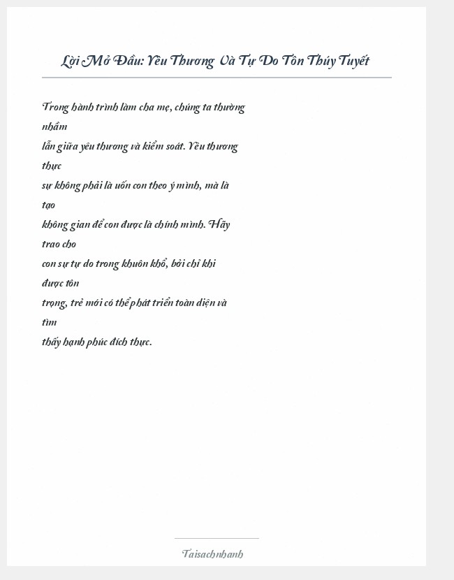 Trích đoạn Yêu Thương Và Tự Do Tôn Thúy Tuyết