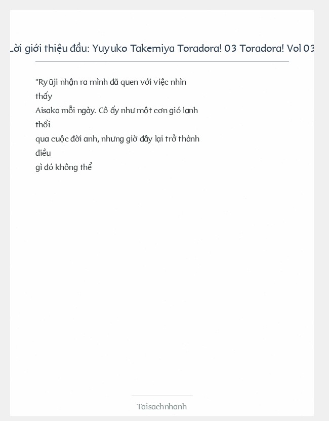 Trích đoạn Yuyuko Takemiya Toradora! 03 Toradora! Vol 03