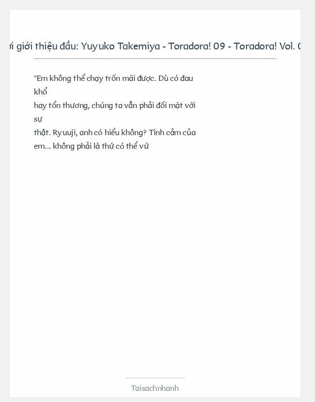 Trích đoạn Yuyuko Takemiya - Toradora! 09 - Toradora! Vol. 09
