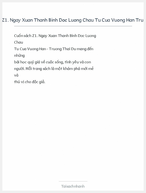 Trích đoạn Z1. Ngay Xuan Thanh Binh Doc Luong Chau Tu Cua Vuong Han Truong Thai Du