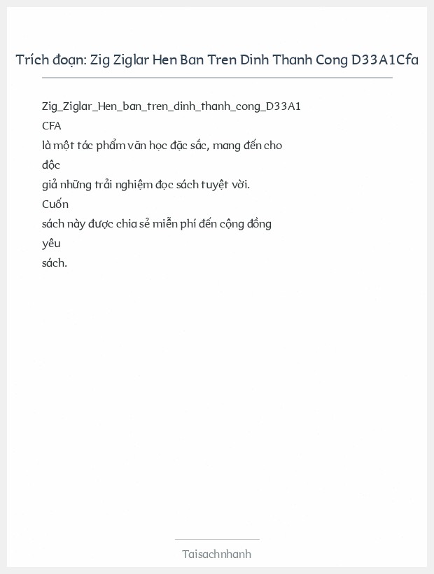 Trích đoạn Zig Ziglar Hen Ban Tren Dinh Thanh Cong D33A1Cfa