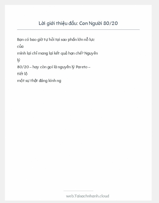 Trích đoạn Con Người 80/20
